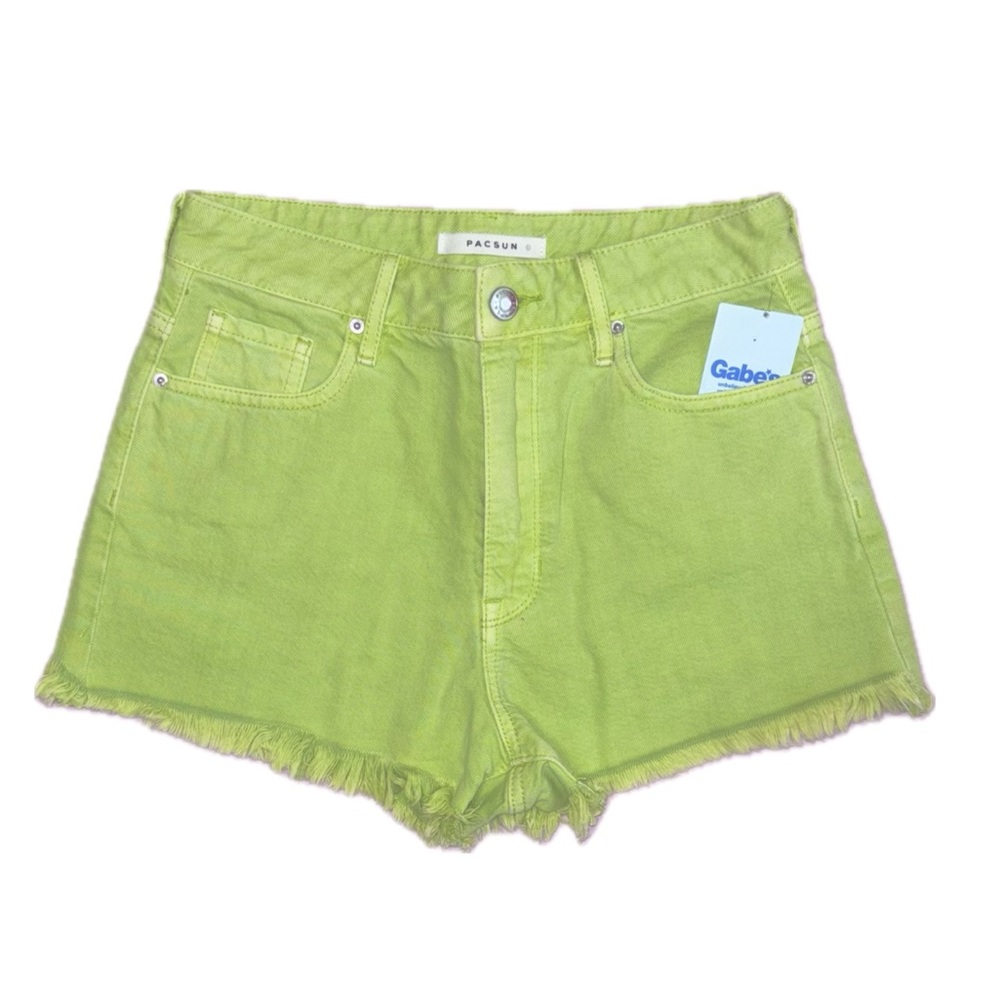 New PacSun Women’s Size 25 XS Lime Green Denim Festival Shorts
